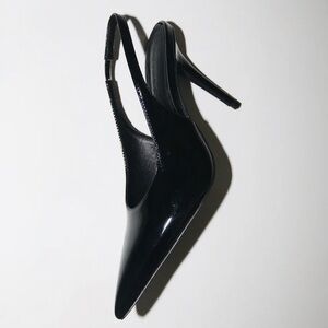 ALEXANDRA BLACK PATENT SLINGBACK 100 MM Size 7.5 | Sleek Black Women's Heels